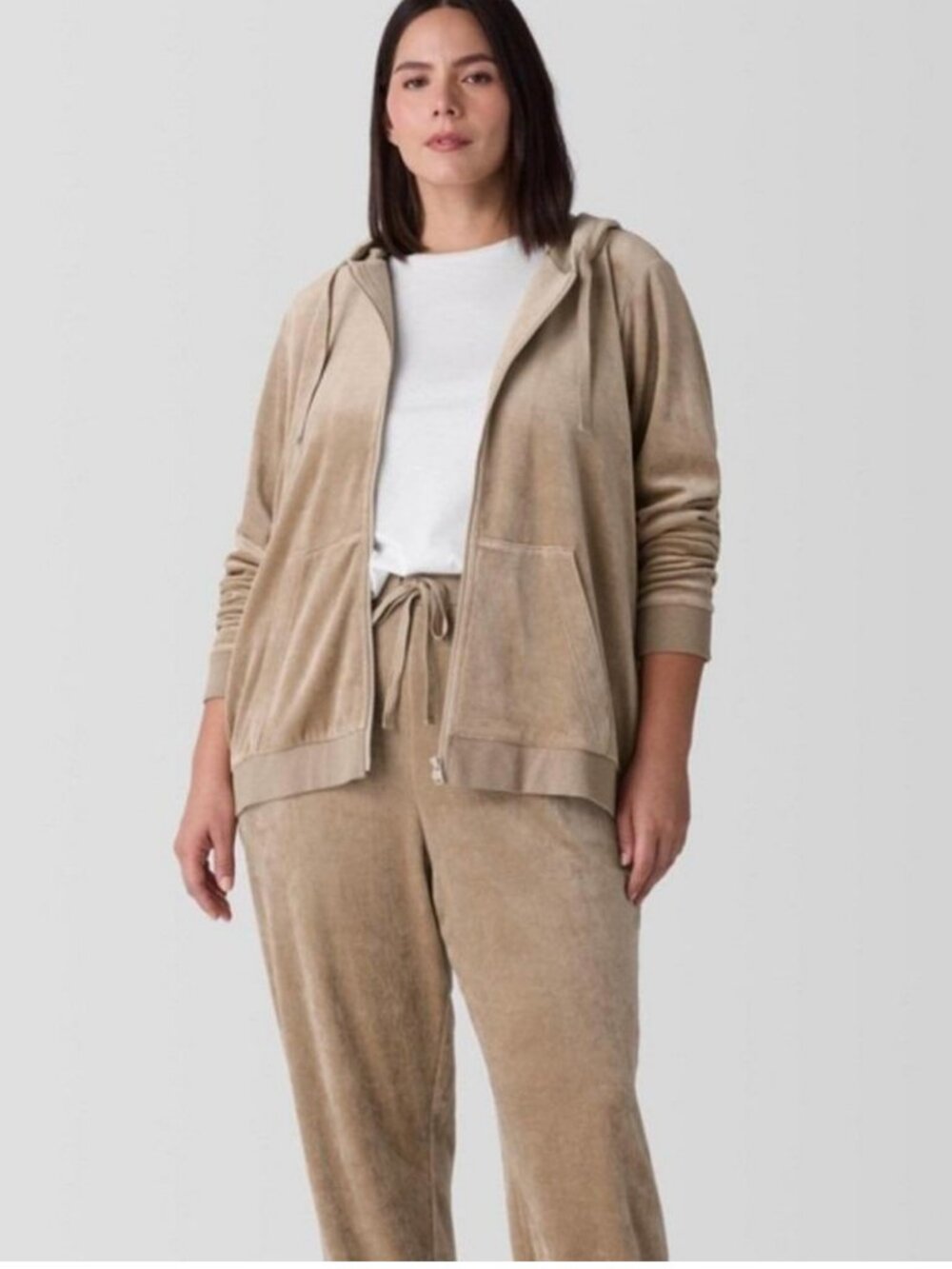 NWT - Eileen Fisher Cozy Velour Jogger Pant in "Biscuit"